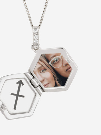 Fiorelli Recycled Sterling Silver Hexagon Locket Engraved on the inside