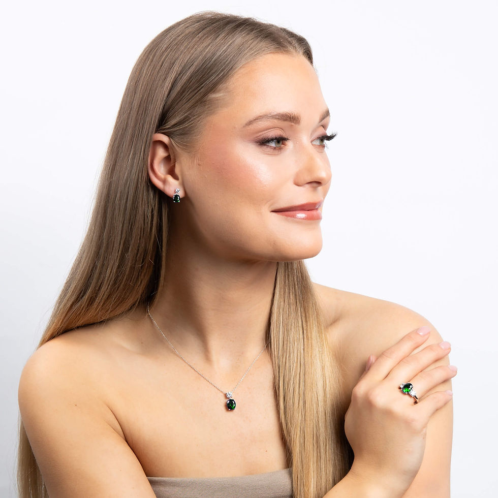 Thumbnail: Oval Green Diamonfire Zirconia Drop Earrings