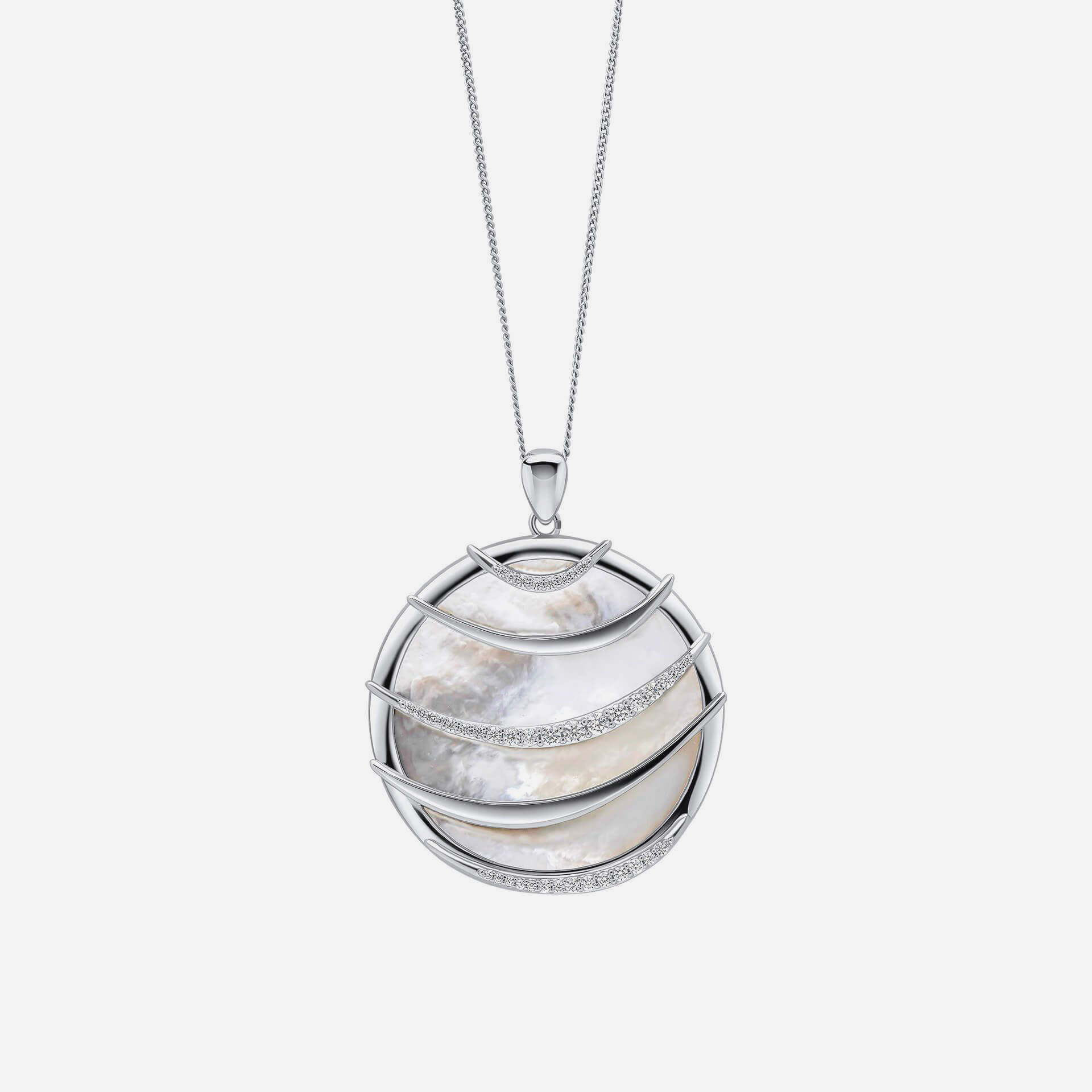 Fiorelli Mother of Pearl Inlay & CZ Pendant Necklace