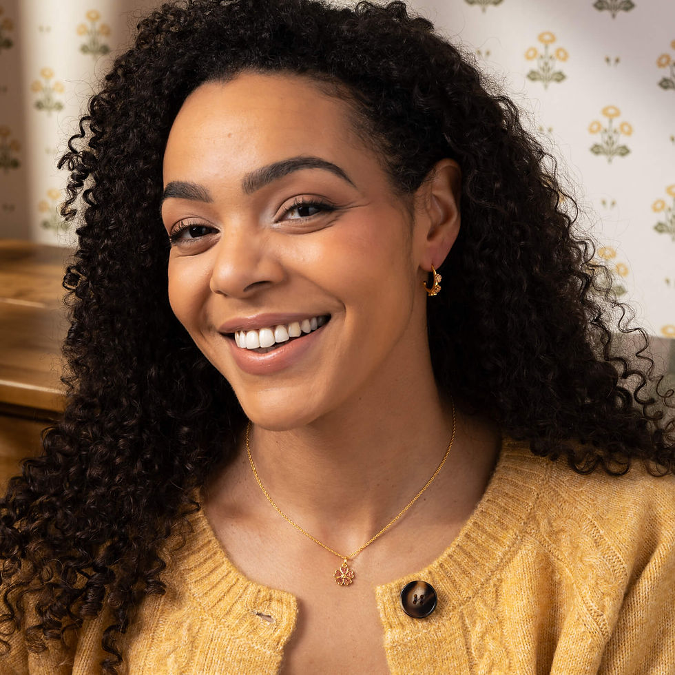 Thumbnail: Laura Ashley Riverly Ditsy Guilloche Flower Necklace