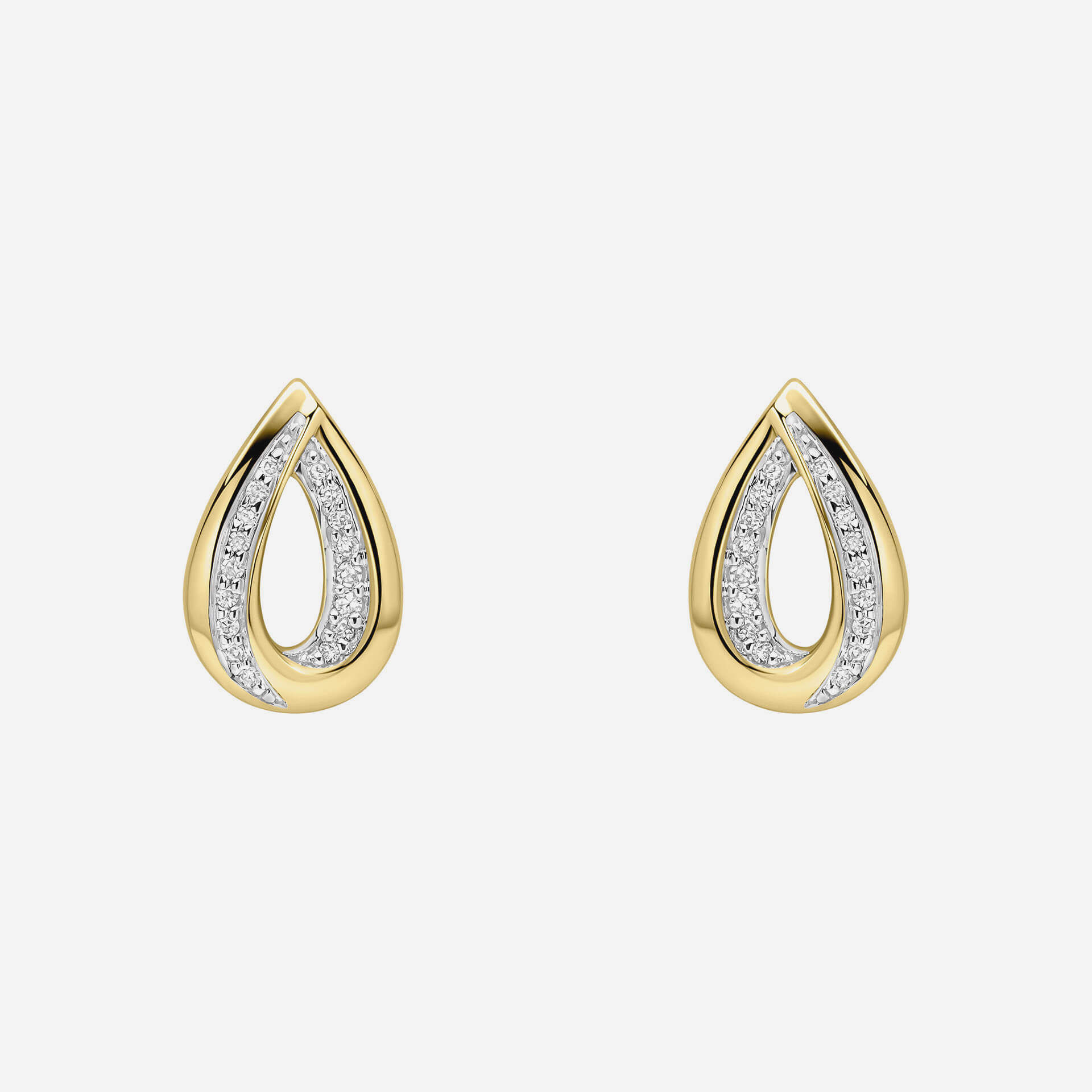 9ct Gold Cut Out Diamond Teardrop Earrings