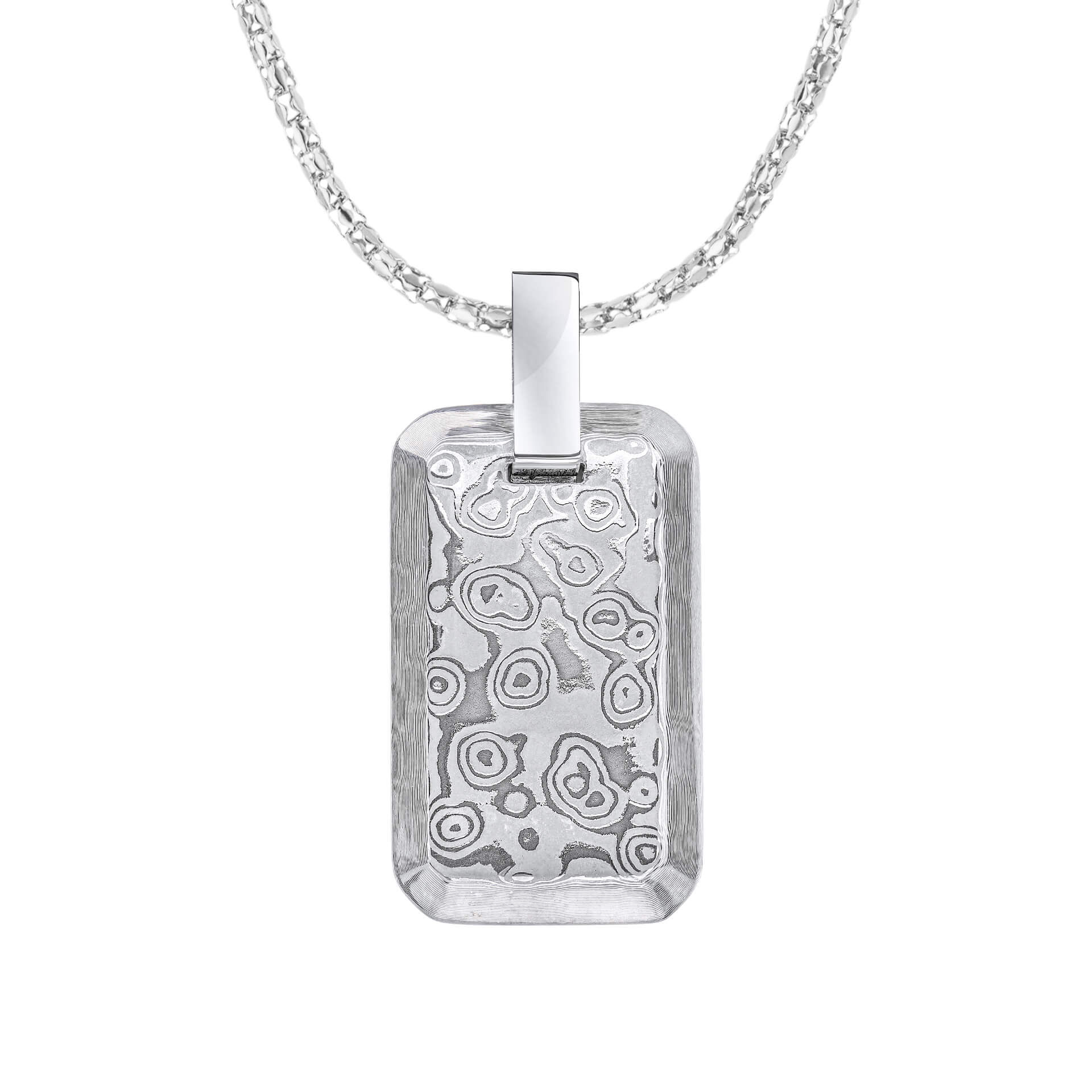 Damascus Steel Dog Tag Necklace