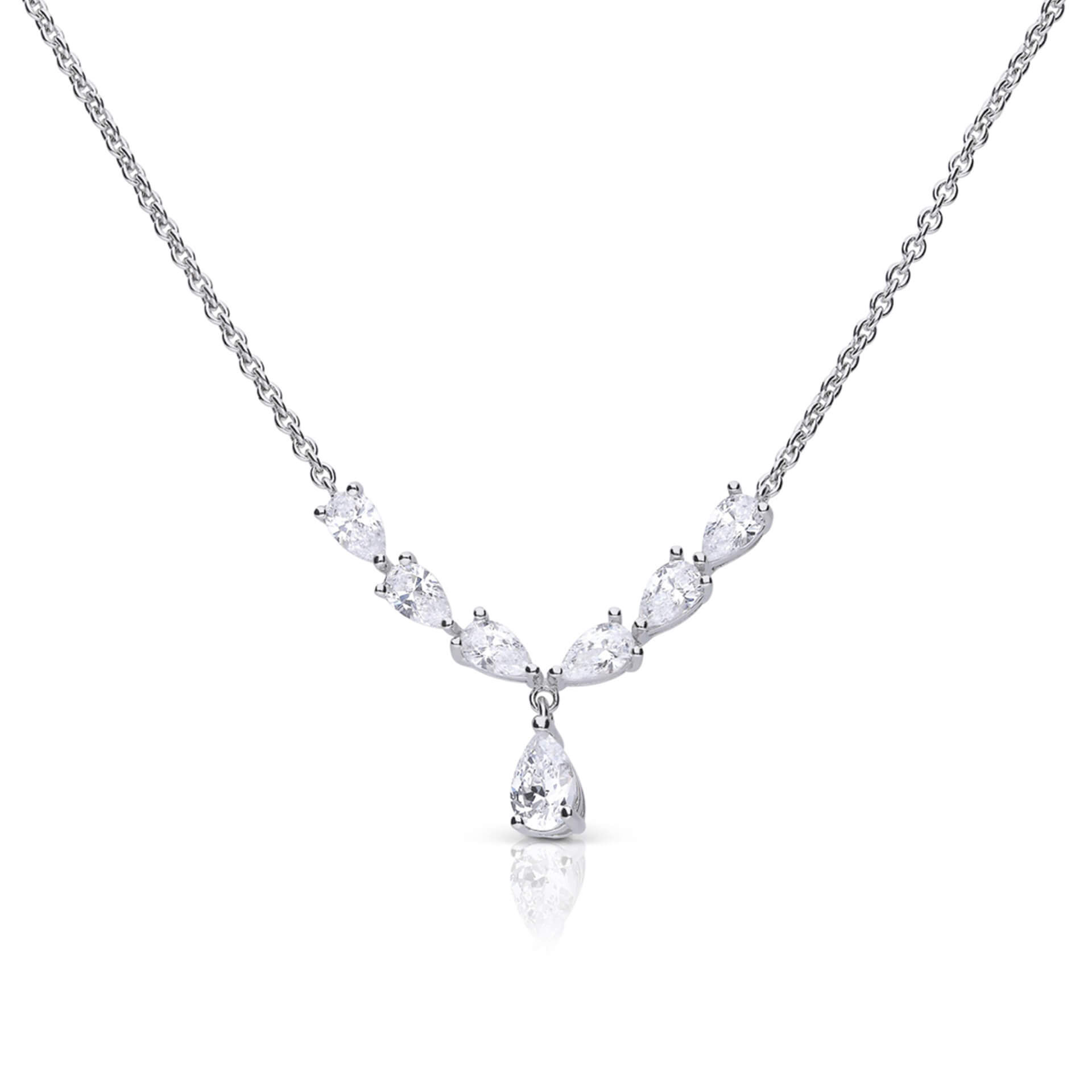 Diamonfire Statement Teardrop Zirconia Necklace