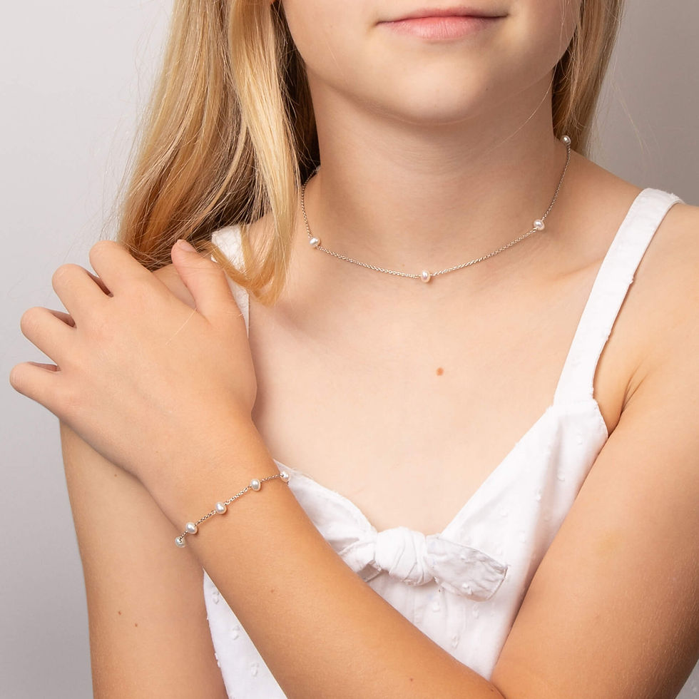 Thumbnail: D for Diamond Freshwater Pearl Station Necklace 35-40cm