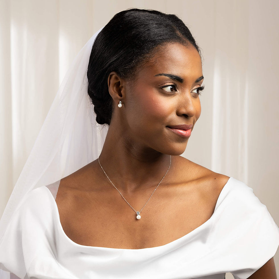 Thumbnail: 9ct White Gold Freshwater Pearl and Sky Blue Topaz Pendant Necklace