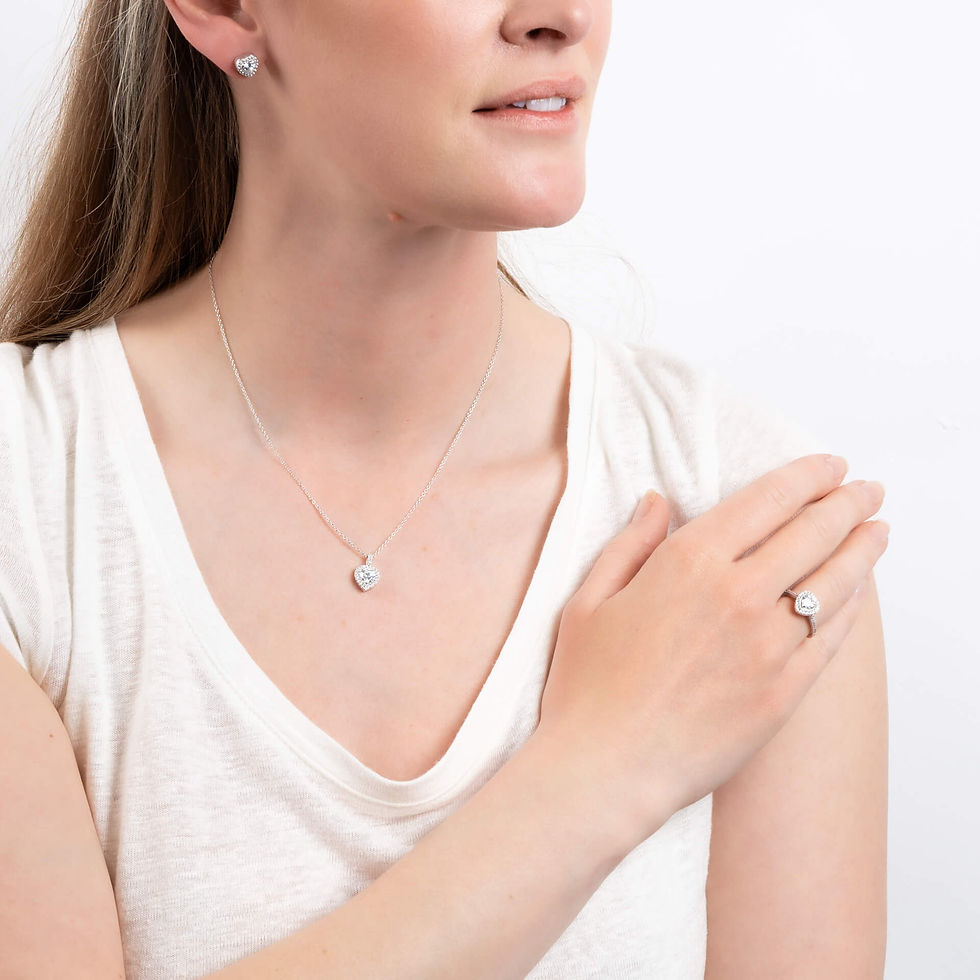 Thumbnail: Diamonfire Pave Heart Stud Earrings with Zirconia