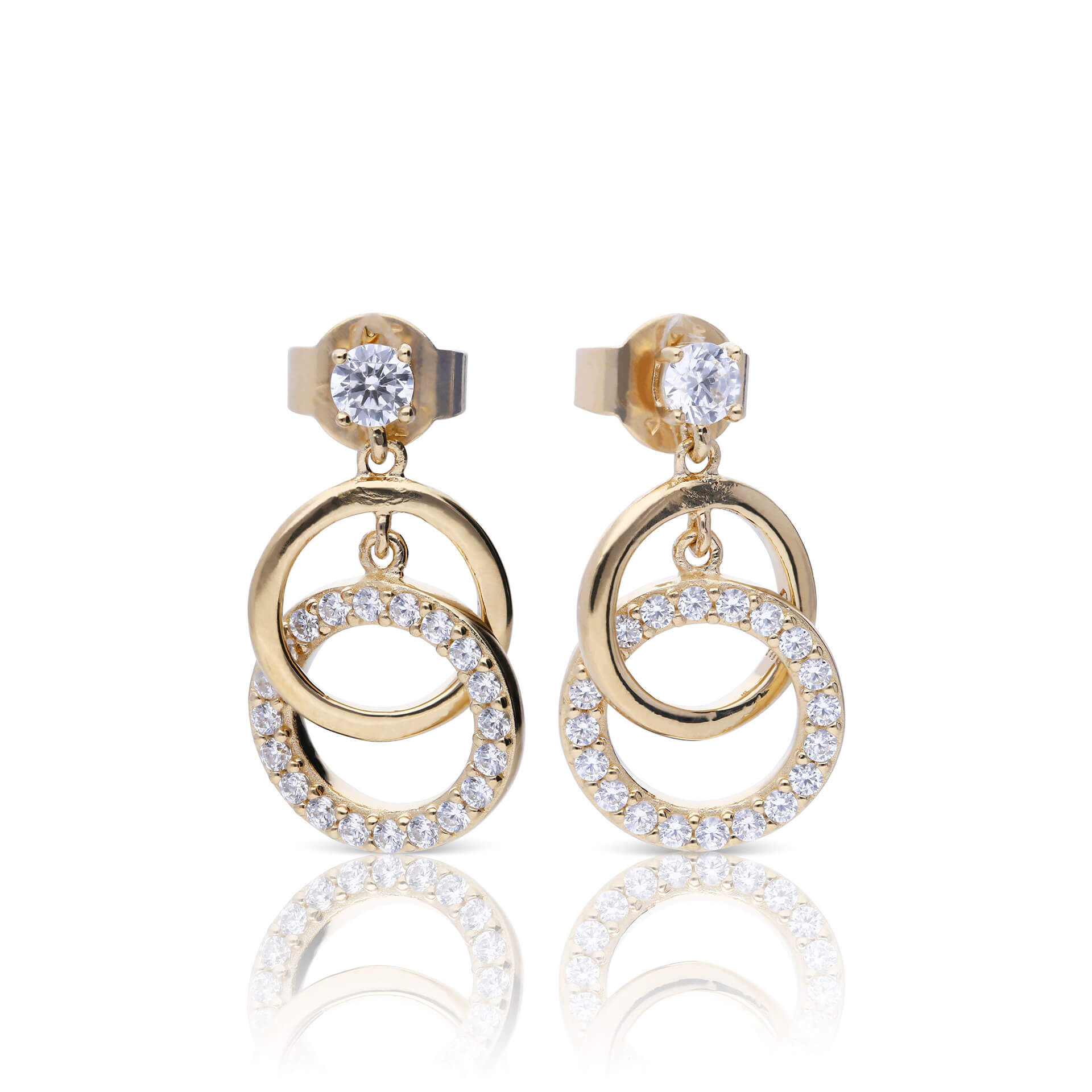 Diamonfire Interlinked Plain and Zirconia Rings Drop Earrings