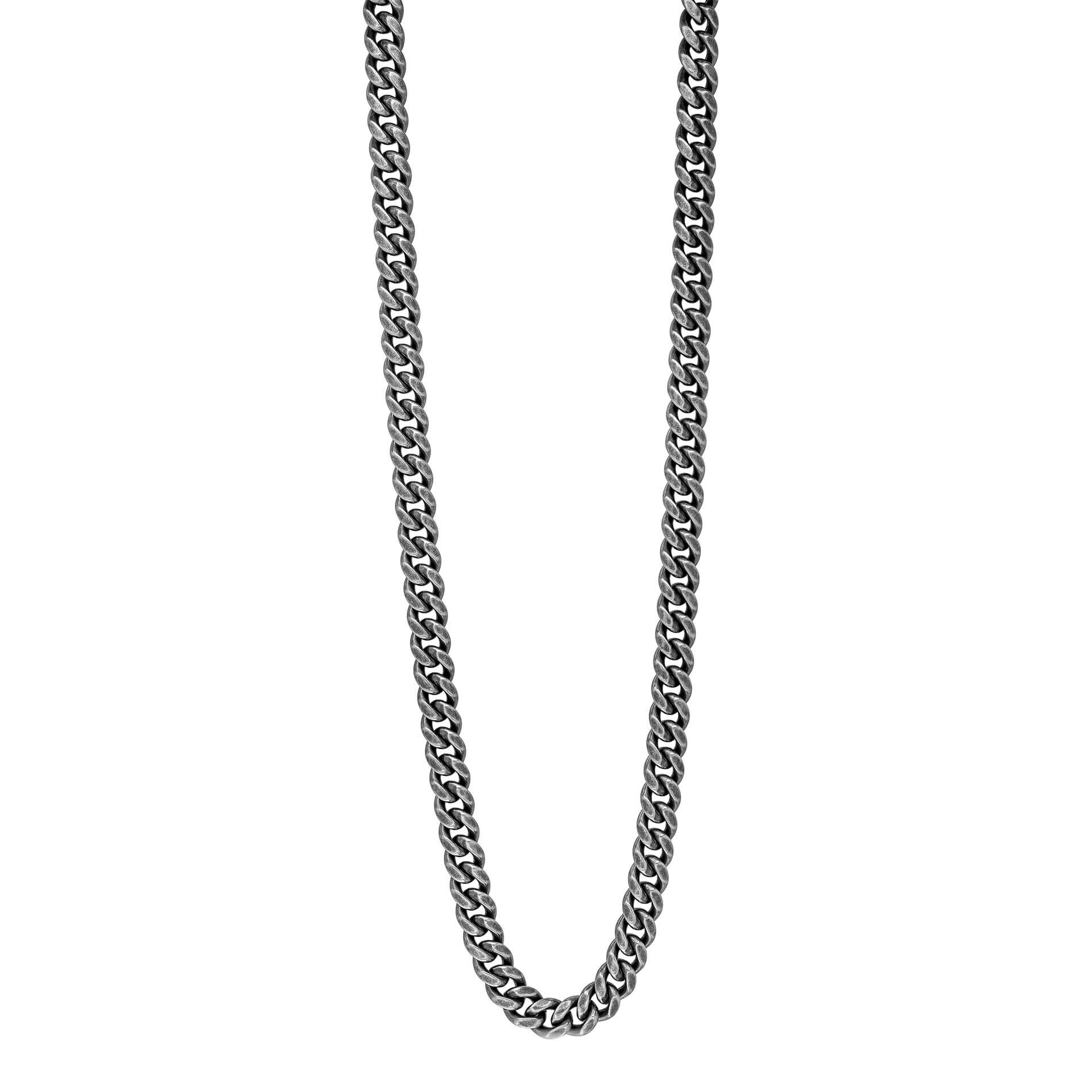 Antique Grey Stainless Steel Curb Chain Necklace