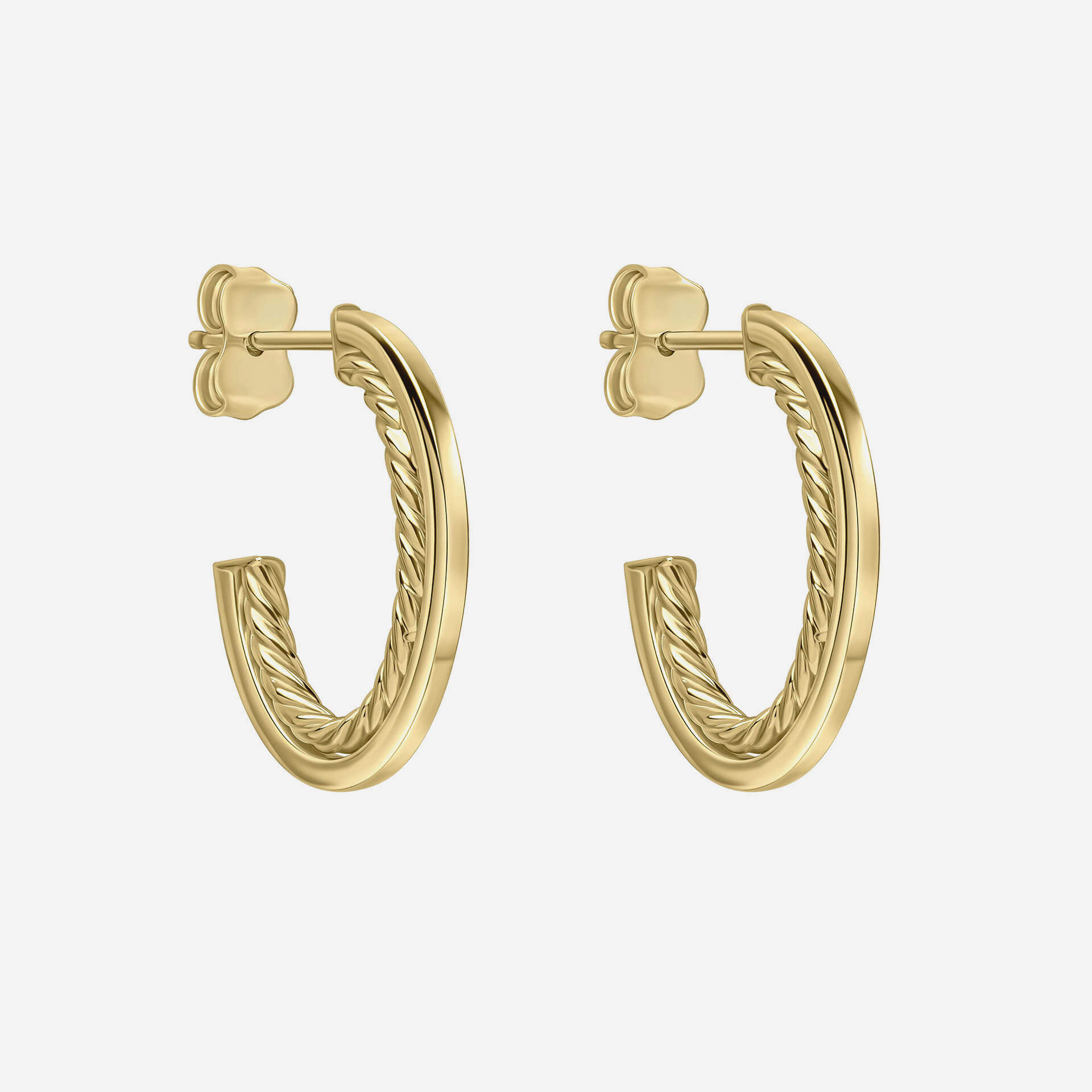 9ct Yellow Gold Rope Twist Open Hoop Earrings