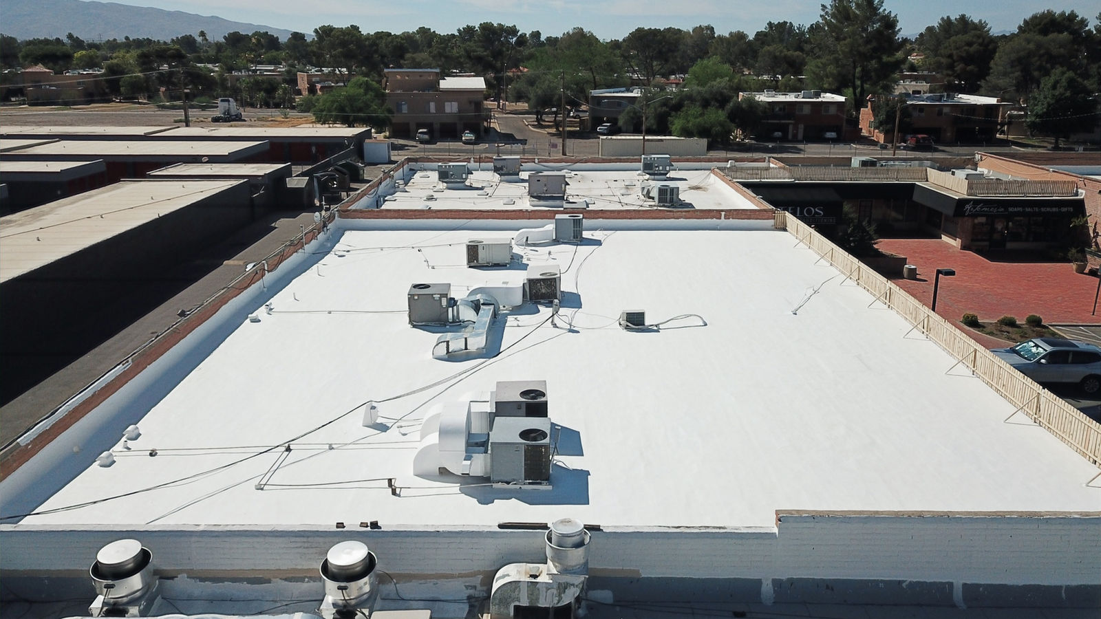 Commercial roof coating project in Tucson