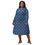 Thumbnail: All-over print long sleeve midi dress, Snow Flakes On Blue Background