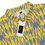 Thumbnail: Men’s slim fit polo, blue line pattern on a yellow background
