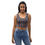 Thumbnail: Crop Top, Gray Ripped Pattern Material With Salmon Colored Background