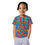 Thumbnail: Kids crew neck t-shirt red and yellow geometrical patterns on blue