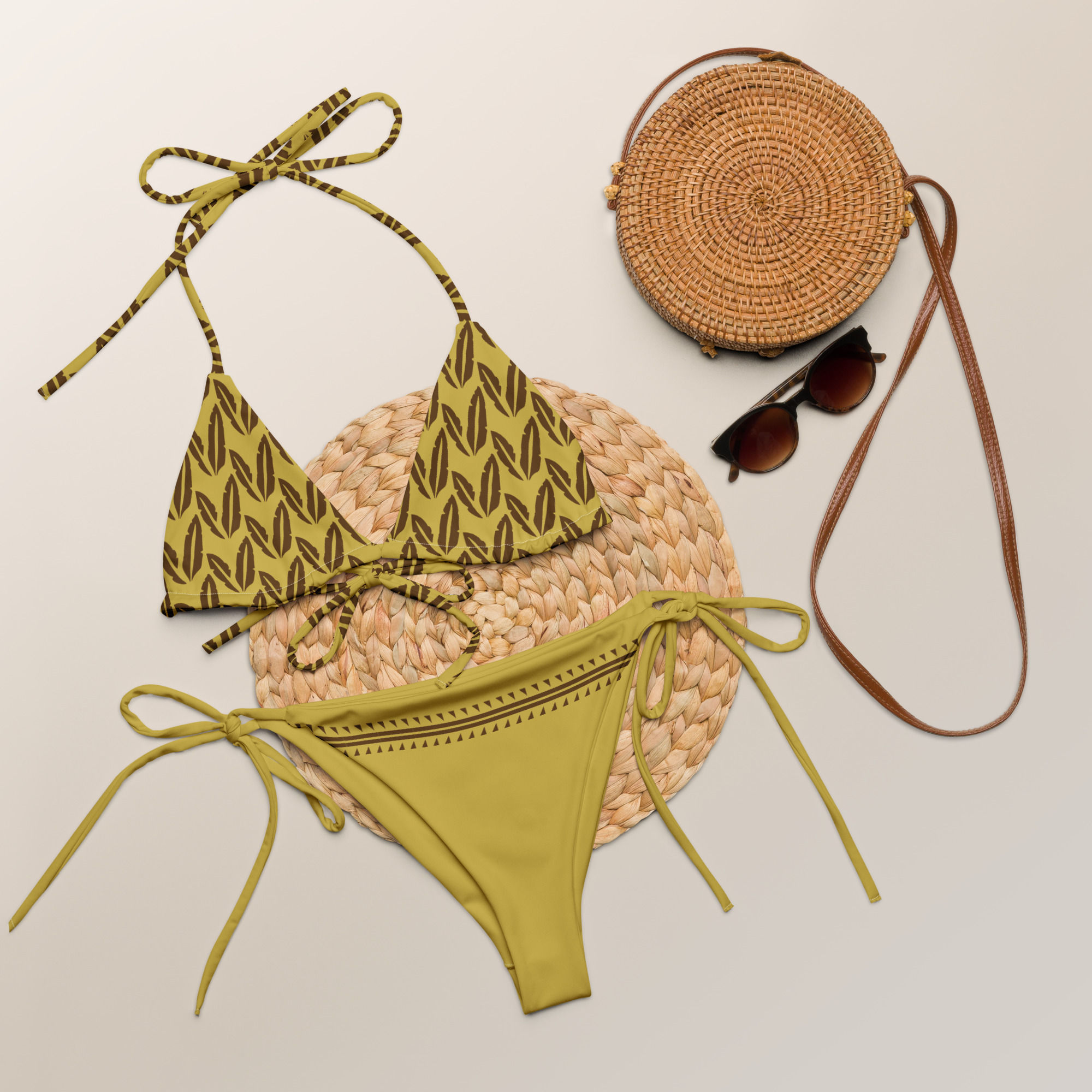 Tribal recycled string bikini (light green)