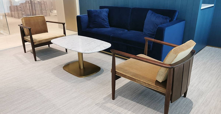 Marble Coffee Table And Fabric Sofa And Chair