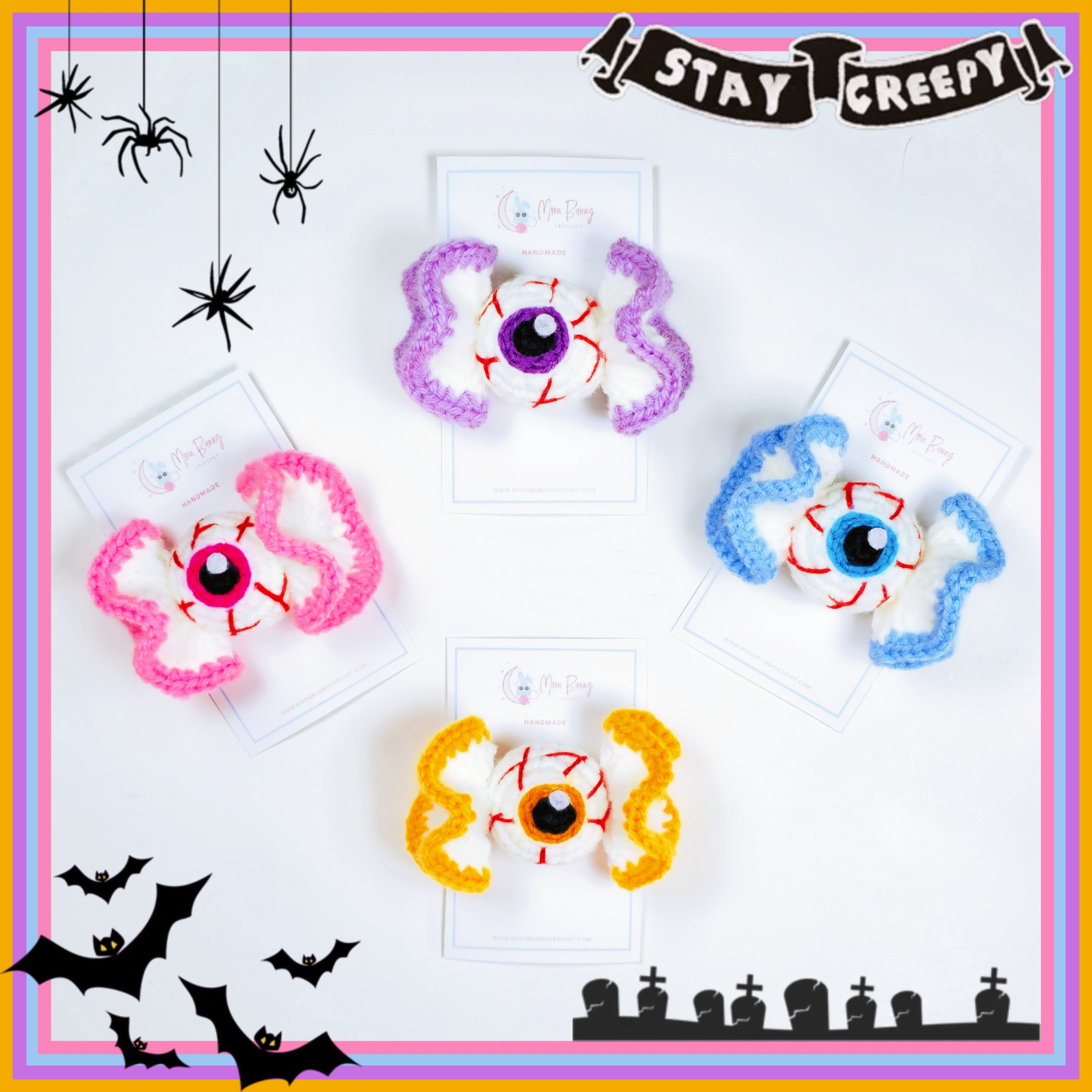 Eye Candy Wing Hair Clips | Crochet Spooky Hair Accessories