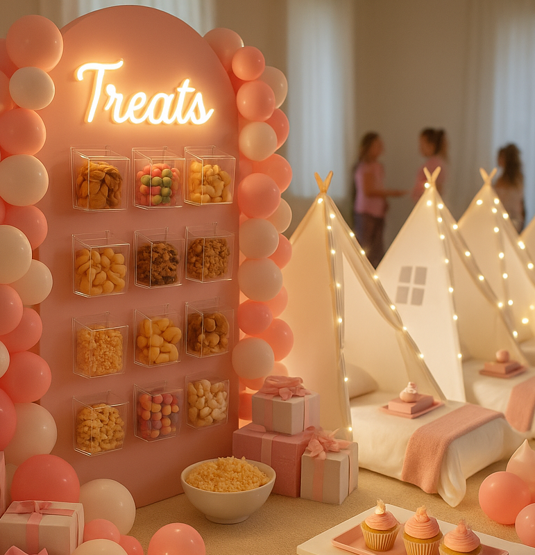 Styled treat wall at a party
