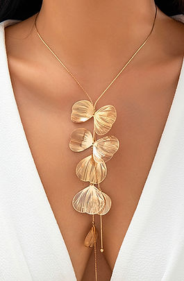 Elegant Gold Petal Tassel Necklace