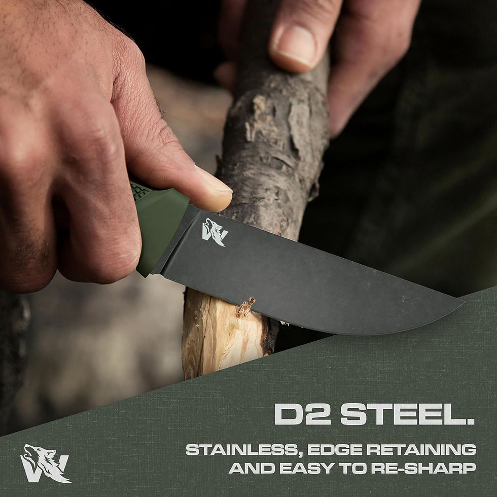 Thumbnail: ODENWOLF W-FLAT Full Tang Survival Knife – D2 Steel Tactical Blade.