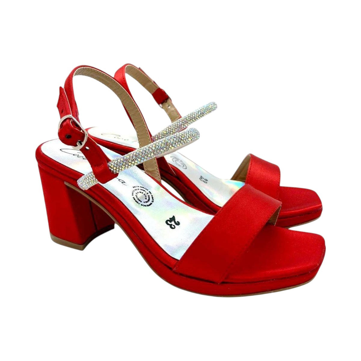 Zapatillas De Tacon - En Color Rojo