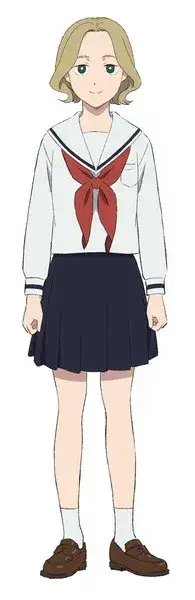 Estudante feminina de Yano-kun's Ordinary Days com uniforme estilo marinheiro, expressão doce.
