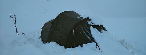 Snow loaded tent