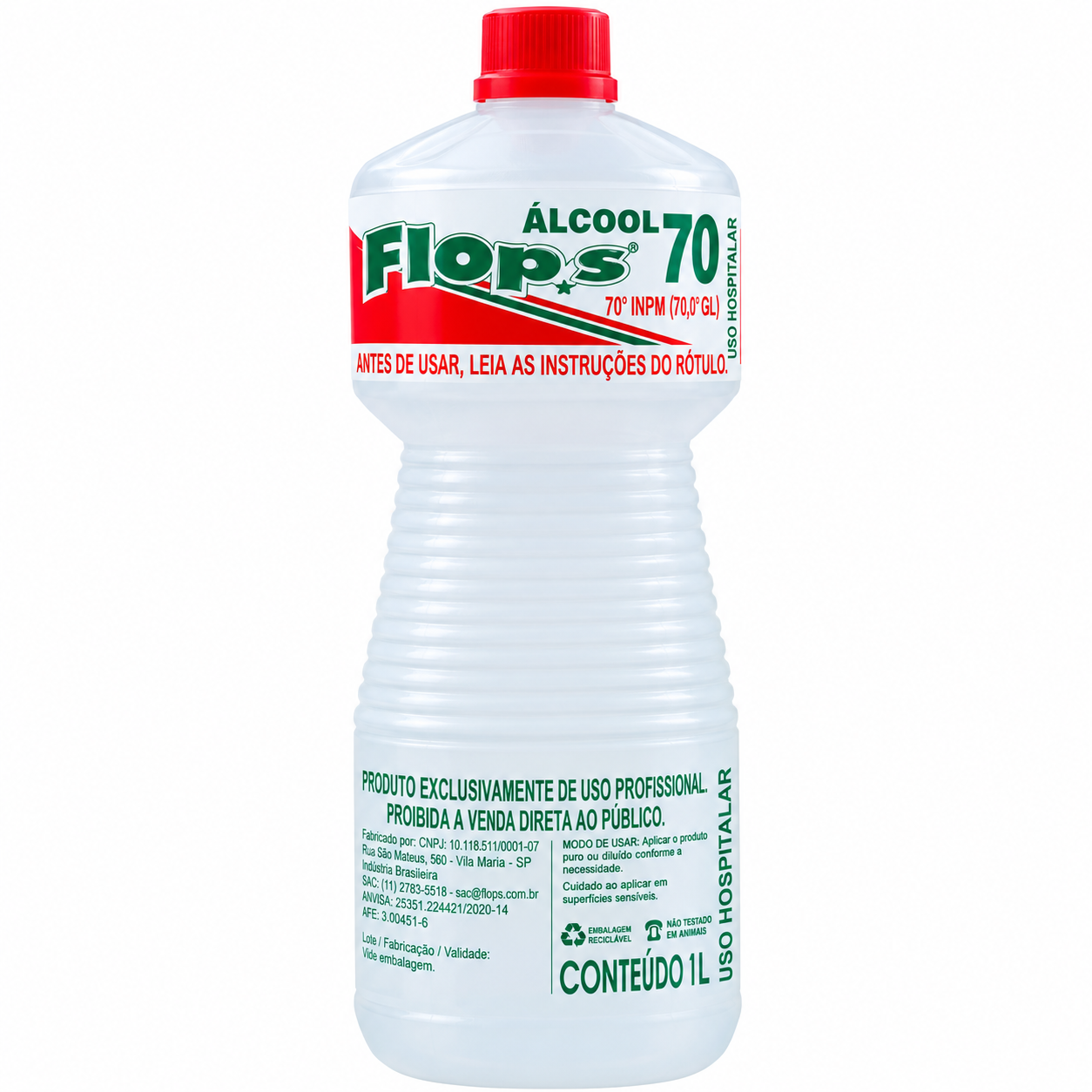 Alcool Liquido 1 Litro 70% Flops