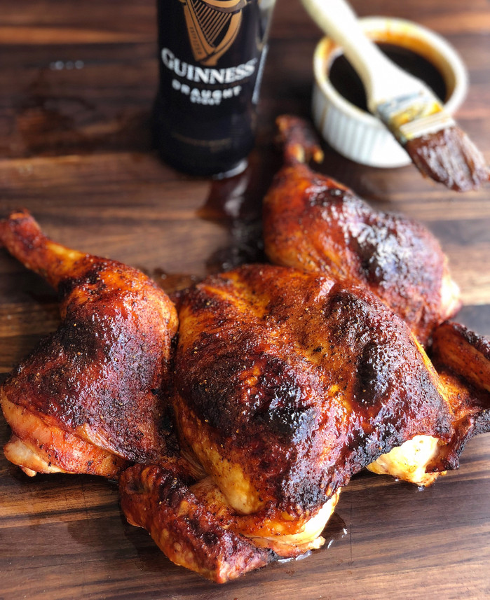 Spatchcocked Chicken with Guinness Glaze