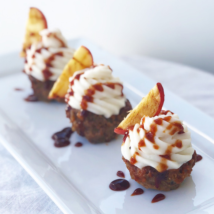 Apple Meatloaf Cakes with Whipped Potatoes