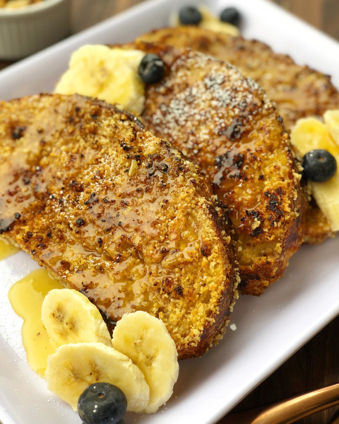 Brown Sugar and Walnut Crusted Sourdough French Toast