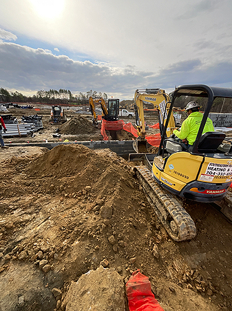 Commercial plumbing installation in progress