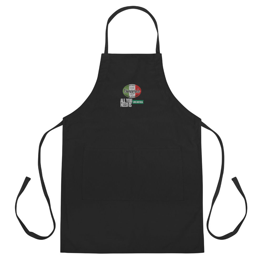 Black Embroidered Apron with Italian Flag and DiMaria's in Mt. Joy