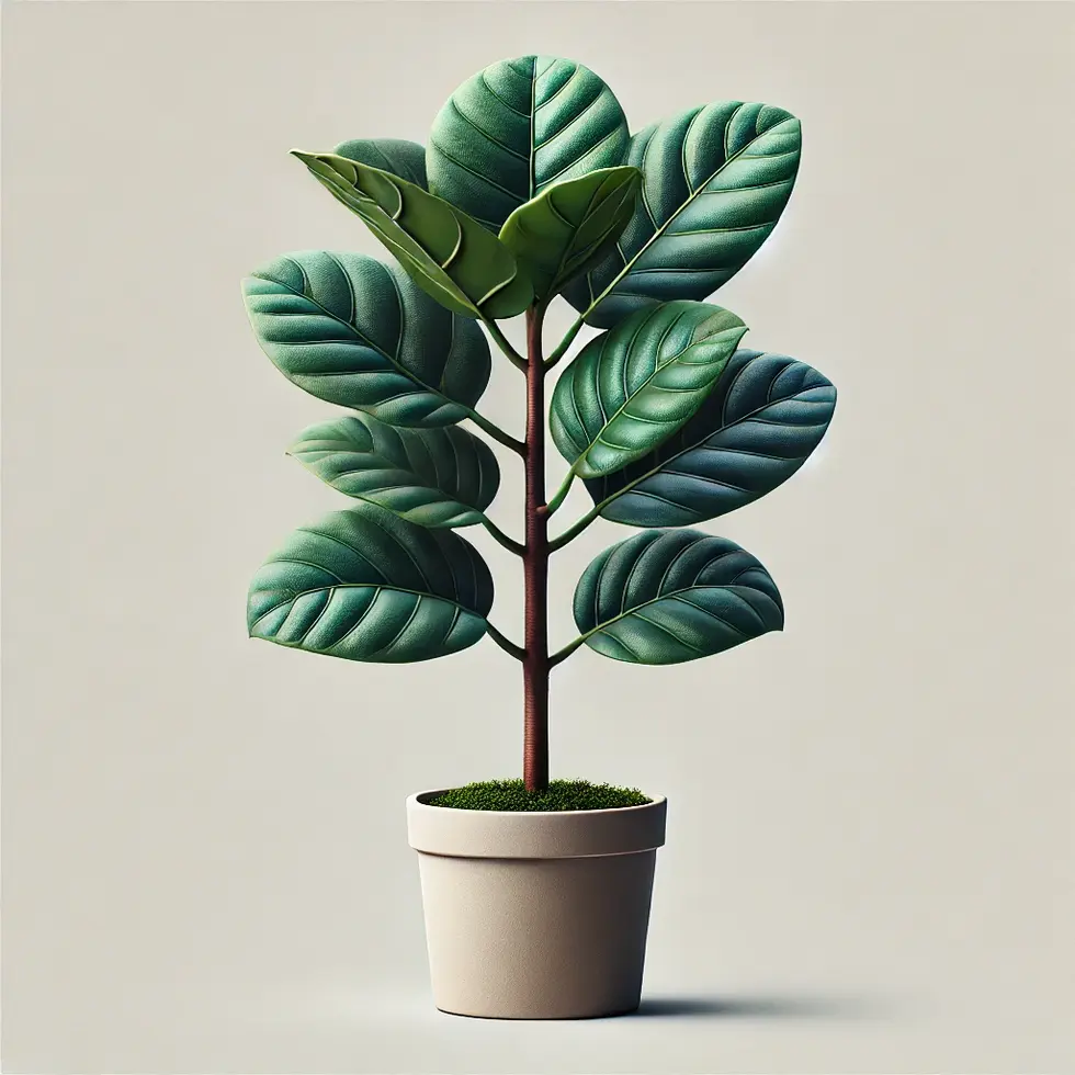 DALL·E 2024-06-18 18.33.08 - A single potted Ficus lyrata (Fiddle Leaf Fig) sapling in a standard nursery container, shown individually with a white background for