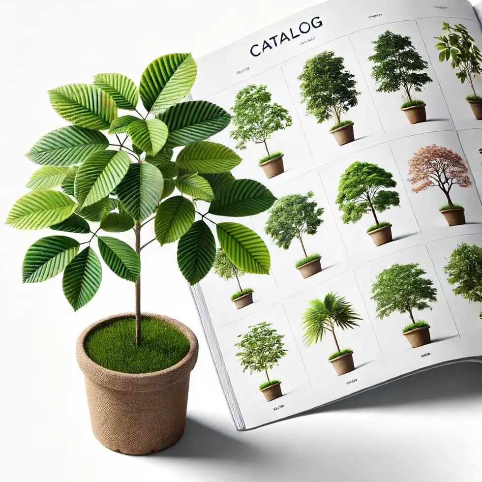 DALL·E 2024-06-17 12.05.47 - A catalog image of a young seedling of a native Brazilian tree in a small pot. The plant should be healthy with vibrant green leaves and placed