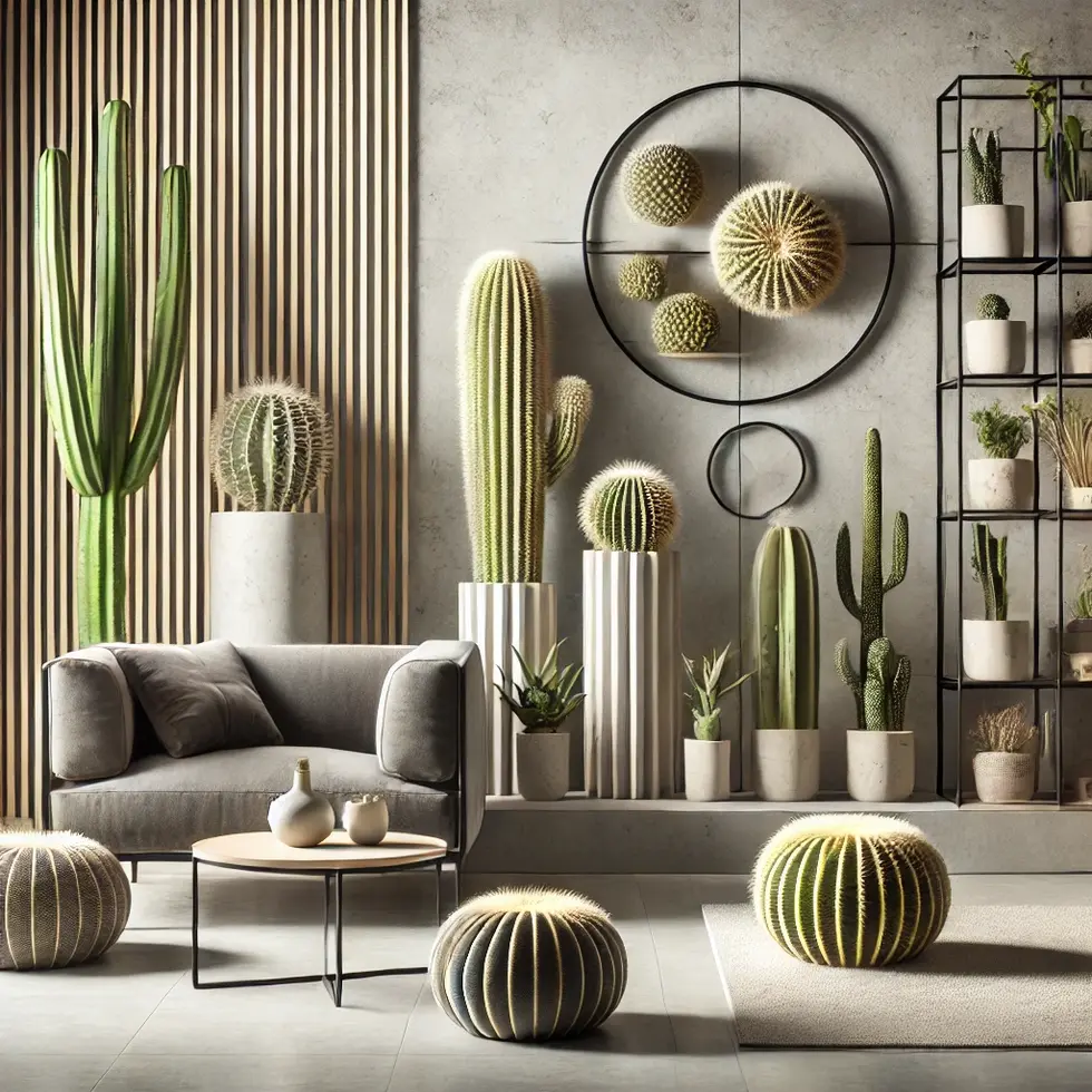 DALL·E 2024-06-19 10.43.18 - A stylish indoor interior design featuring decorative cactus plants and cactus gardens. The setting includes modern furniture, sleek line