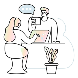 Illustration - Business, workflow, cowormeeting, conversation, discussion, team work, man,