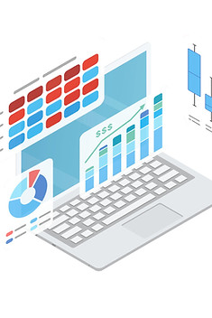 Laptop showing factory data analytics