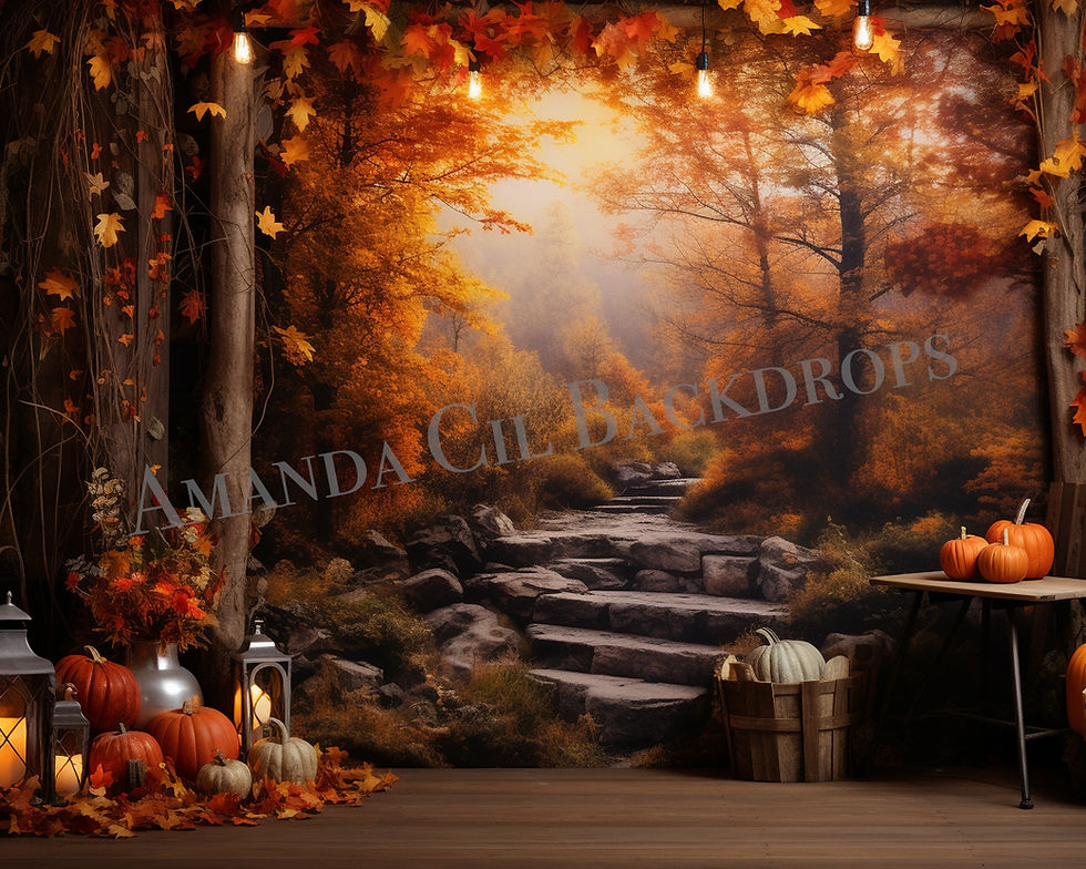 Steps Children Fall Backdrop
