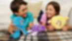 Kids playing with House Monsters plush from Luki Lab