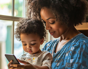 Mother and child using smartphone_edited