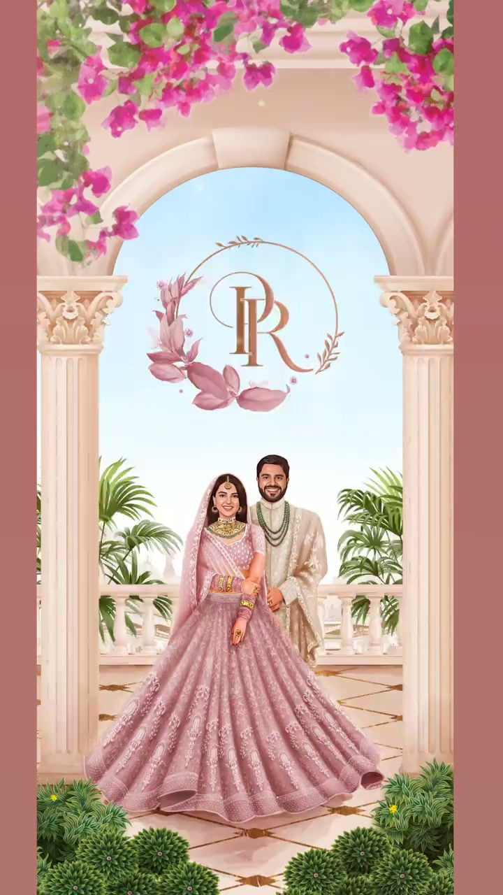 Thumbnail: Pink Royal Palace Marathi Wedding Caricature Video E Invite