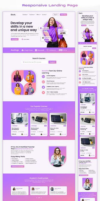 Clean landing page design with product visuals and benefits