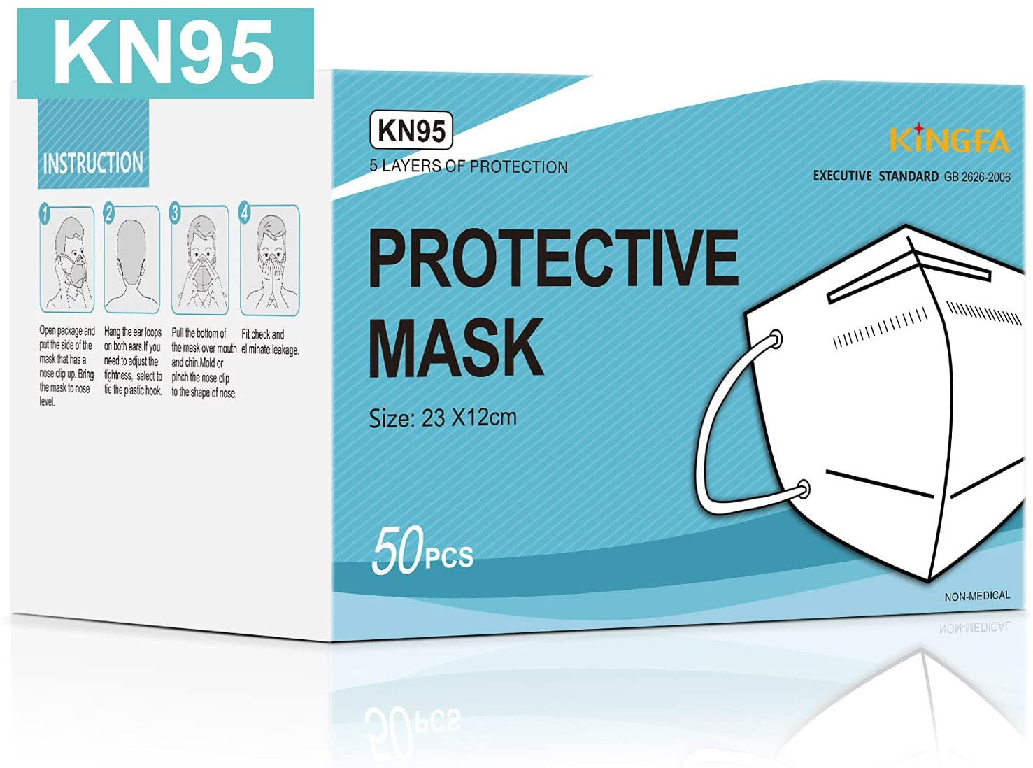 Kingfa KN95 Face Mask Disposable Respirator 5-Ply Layer (50pc/box)
