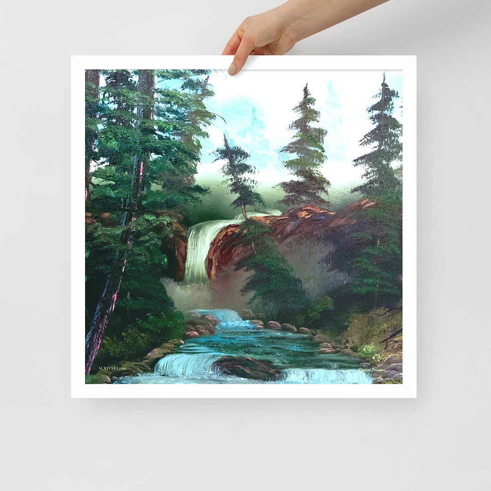 Thumbnail: Framed Photo Paper Poster - Cascade Falls Landscape Painting
