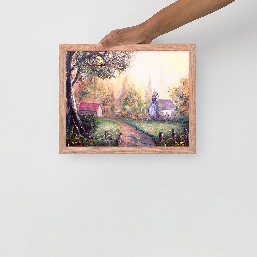 Thumbnail: Framed Photo Paper Poster - The Old Church and Parish Landscape Painting