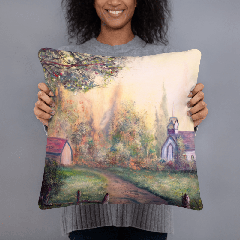 Thumbnail: Display Pillow - Country Church and Parish Painting Display