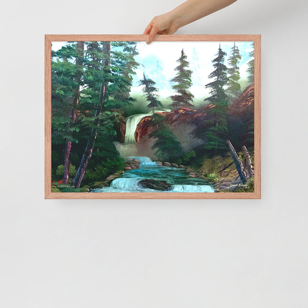 Thumbnail: Framed Photo Paper Poster - Cascade Falls Landscape Painting