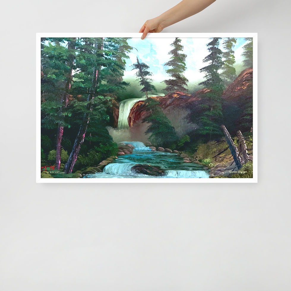 Thumbnail: Framed Photo Paper Poster - Cascade Falls Landscape Painting