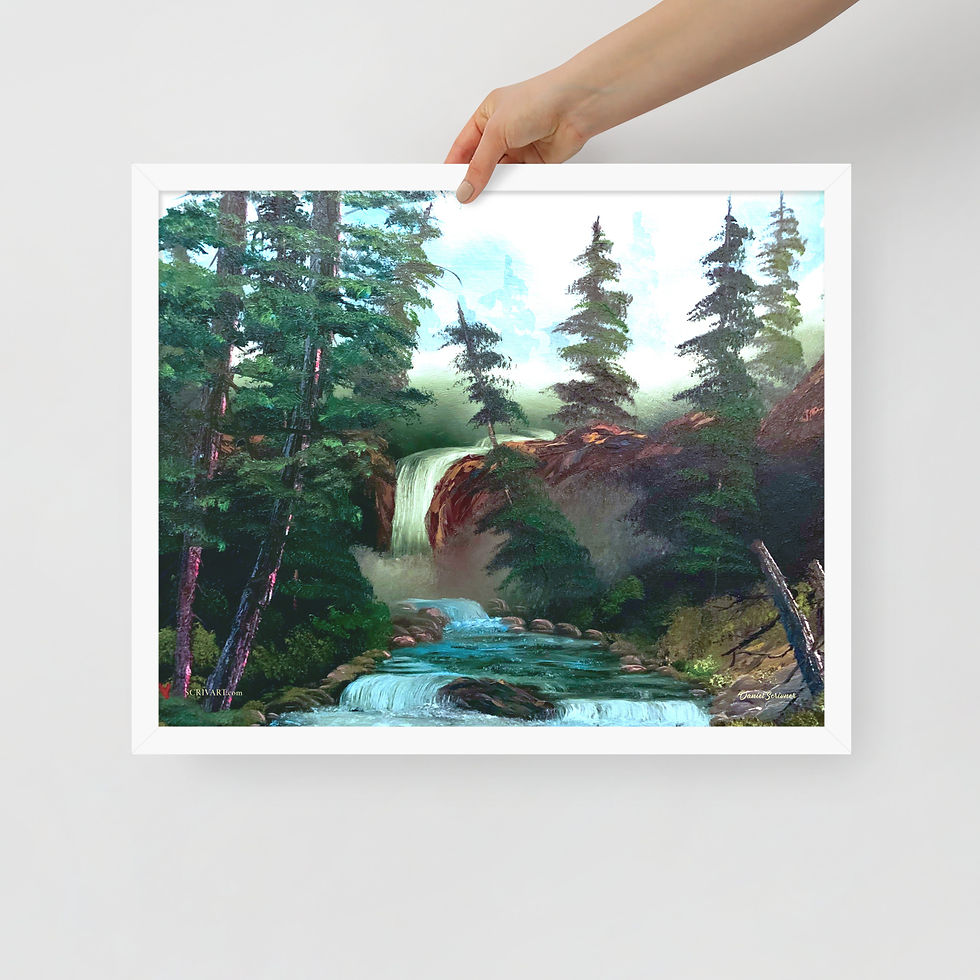 Thumbnail: Framed Photo Paper Poster - Cascade Falls Landscape Painting